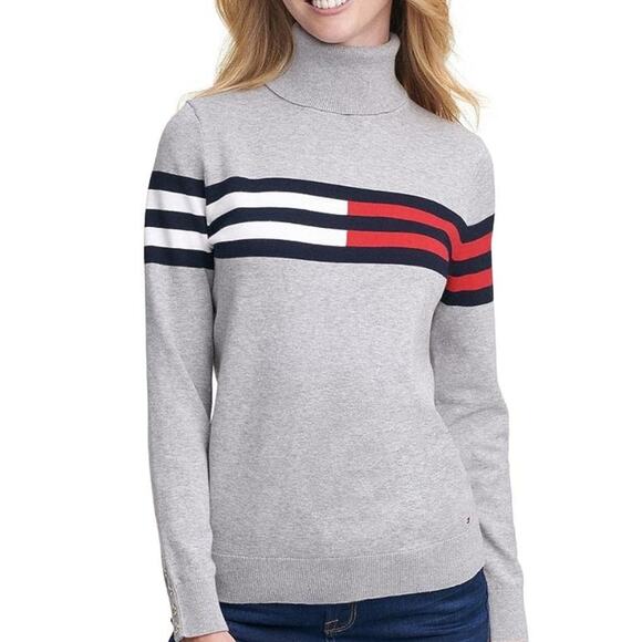 Tommy Hilfiger Flag Stella Sweater Heather Gray Size Large - Picture 1 of 8
